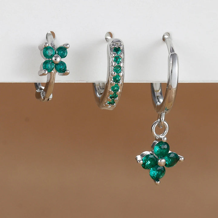 3 Pieces Flowers Drop Earring Set