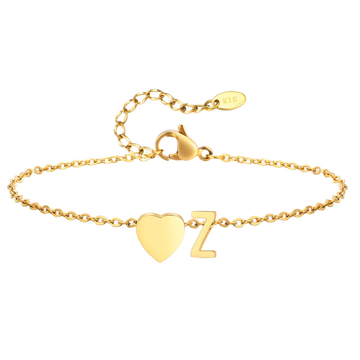 Heart Charm Initial Anklet