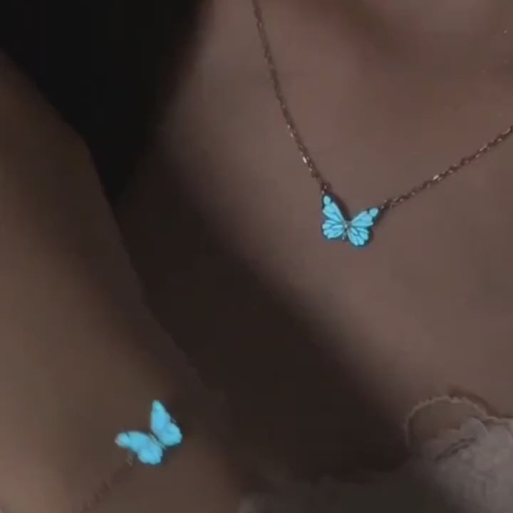 Luminous Butterfly Charm Necklace &amp; Bracelet Set