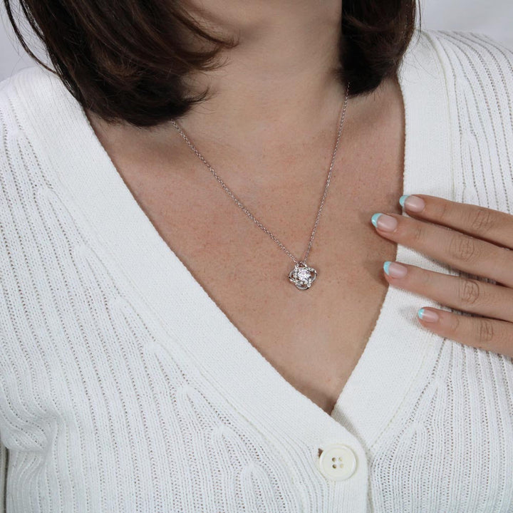 To My Mother White Gold Necklace - With Real Rose - From Daughter